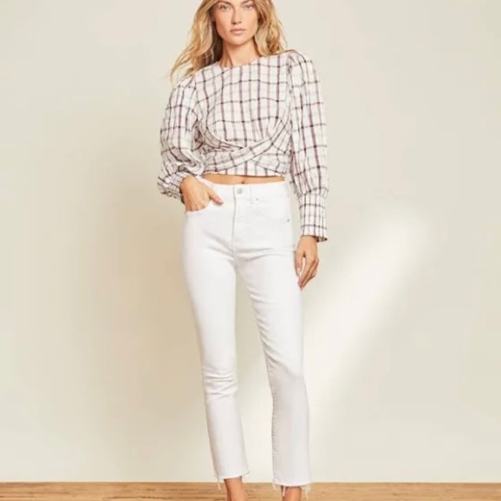 Veronica Beard Carly Kick Flare High Rise Jeans White Sz 25